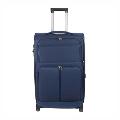 Troler voiaj Mare, Naimeed D5976, 2 roti, material textil, inchidere cifru, Albastru, 45x30x73cm
