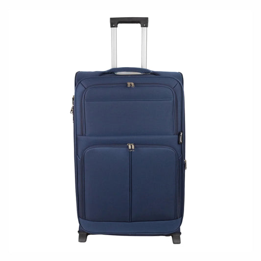 Troler voiaj Mare, Naimeed D5976, 2 roti, material textil, inchidere cifru, Albastru, 45x30x73cm