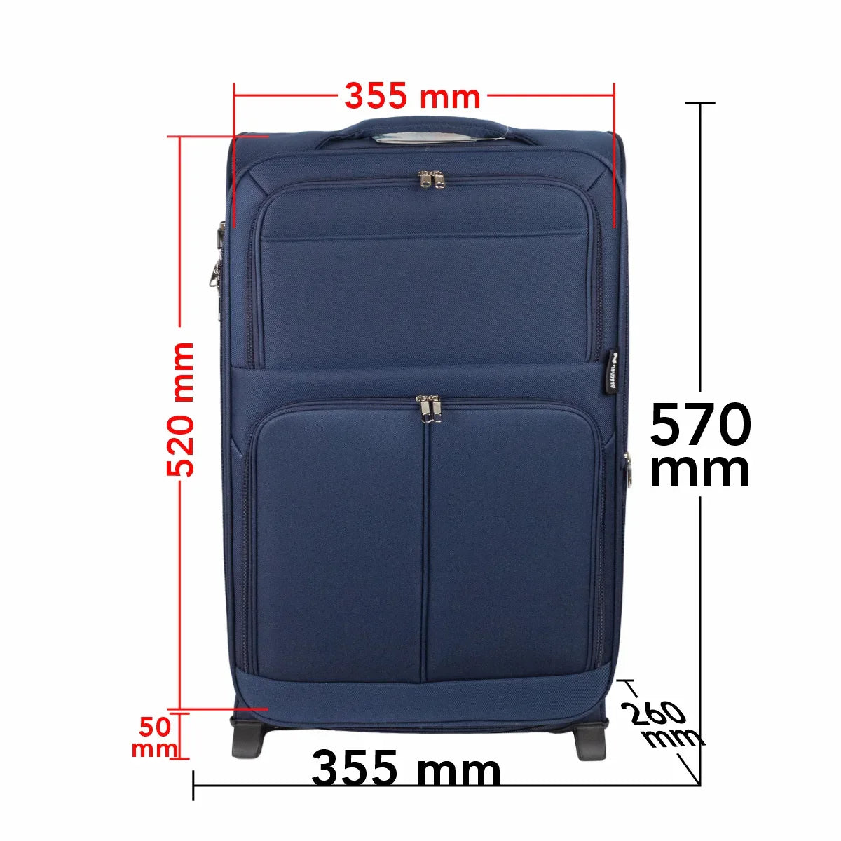 Troler voiaj Mic, Naimeed D5976, 2 roti, material textil, inchidere cifru, Albastru, 35.5x26x52cm