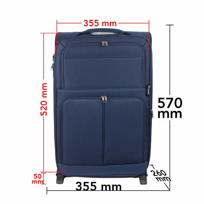 Troler voiaj Mic, Naimeed D5976, 2 roti, material textil, inchidere cifru, Albastru, 35.5x26x52cm