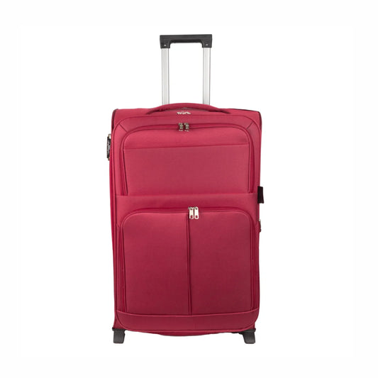 Troler voiaj Mediu, Naimeed D5977, 2 roti, material textil, inchidere cifru, Rosu, 40x28x63cm