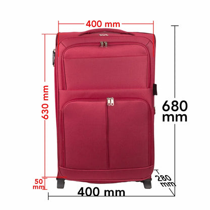 Troler voiaj Mediu, Naimeed D5977, 2 roti, material textil, inchidere cifru, Rosu, 40x28x63cm
