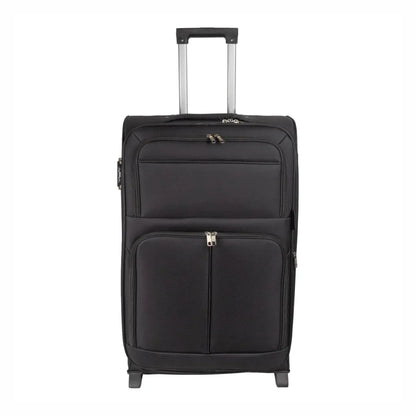 Troler voiaj Mare, Naimeed D5978, 2 roti, material textil, inchidere cifru, Negru, 45x30x73cm