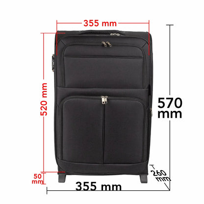 Troler voiaj Mic, Naimeed D5978, 2 roti, material textil, inchidere cifru, Negru, 35.5x26x52cm
