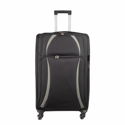 Troler voiaj Mediu, Naimeed D5979, 4 roti, material textil, inchidere cifru, Negru, 40x28x63cm