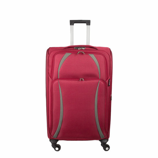 Troler voiaj Mic, Naimeed D5980, 4 roti, material textil, inchidere cifru, Rosu, 35.5x26x52cm