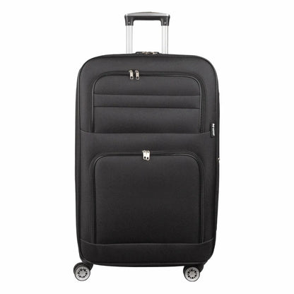 Troler voiaj Mare, Naimeed D5992, 4 roti, material textil, inchidere cifru, Negru, 47x30x73cm