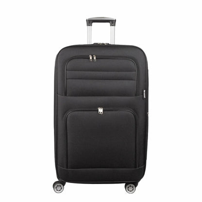 Troler voiaj Mediu, Naimeed D5992, 4 roti, material textil, inchidere cifru, Negru, 43x27x63cm