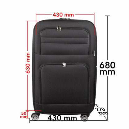 Troler voiaj Mediu, Naimeed D5992, 4 roti, material textil, inchidere cifru, Negru, 43x27x63cm