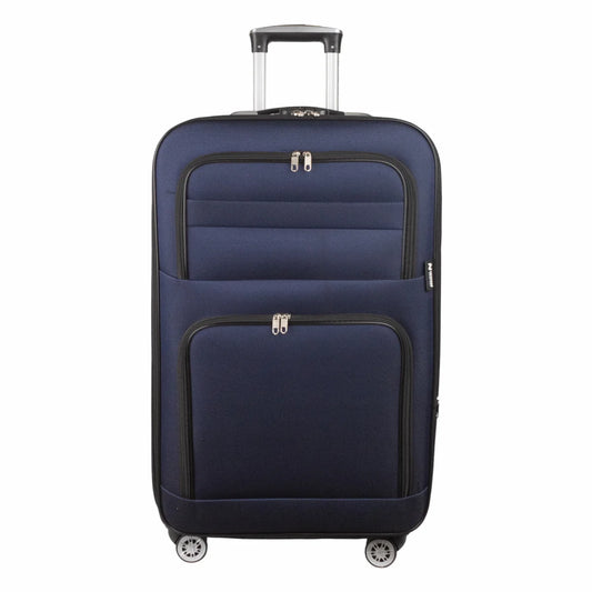 Troler voiaj Mare, Naimeed D5993, 4 roti, material textil, inchidere cifru, Albastru, 47x30x73cm