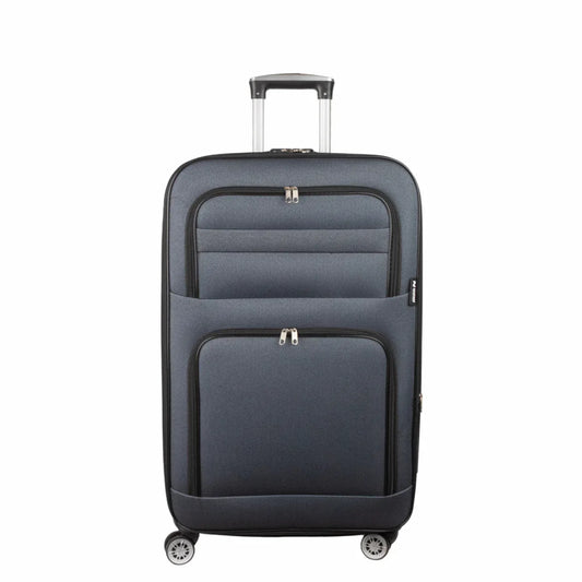 Troler voiaj Mic, Naimeed D5994, 4 roti, material textil, inchidere cifru, Gri, 37x24x55cm