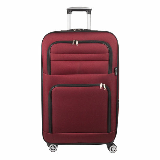 Troler voiaj Mare, Naimeed D5996, 4 roti, material textil, inchidere cifru, Rosu, 47x30x73cm