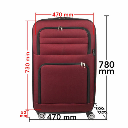 Troler voiaj Mare, Naimeed D5996, 4 roti, material textil, inchidere cifru, Rosu, 47x30x73cm