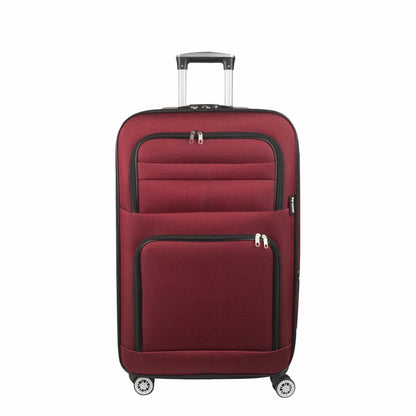 Troler voiaj Mic, Naimeed D5996, 4 roti, material textil, inchidere cifru, Rosu, 37x24x55cm