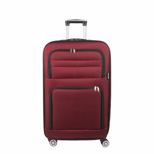 Troler voiaj Mic, Naimeed D5996, 4 roti, material textil, inchidere cifru, Rosu, 37x24x55cm