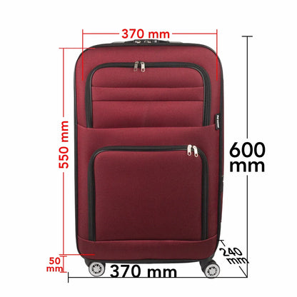Troler voiaj Mic, Naimeed D5996, 4 roti, material textil, inchidere cifru, Rosu, 37x24x55cm