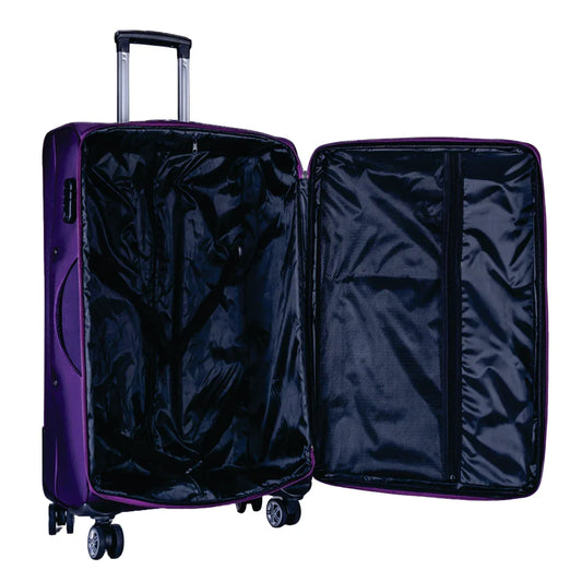 Troler voiaj Mare, Naimeed D5997, 4 roti duble 360 grade, material textil, inchidere cifru, Mov, 46x27x78cm