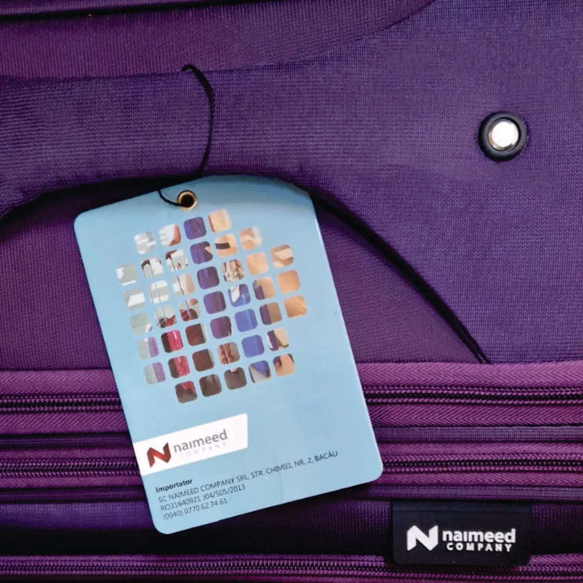 Troler voiaj Mediu, Naimeed D5997, 4 roti duble 360 grade, material textil, inchidere cifru, Mov, 41x23x68cm