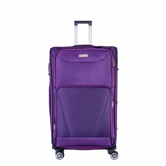 Troler voiaj Mic, Naimeed D5997, 4 roti duble 360 grade, material textil, inchidere cifru, Mov, 35x21x58cm