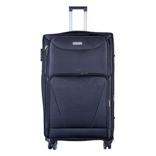 Troler voiaj Mare, Naimeed D5998, 4 roti duble 360 grade, material textil, inchidere cifru, Negru, 46x27x78cm