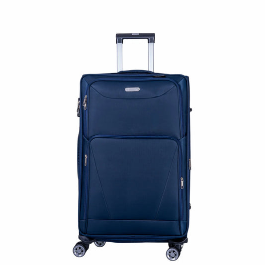 Troler voiaj Mic, Naimeed D5999, 4 roti duble 360 grade, material textil, inchidere cifru, Albastru, 35x21x58cm