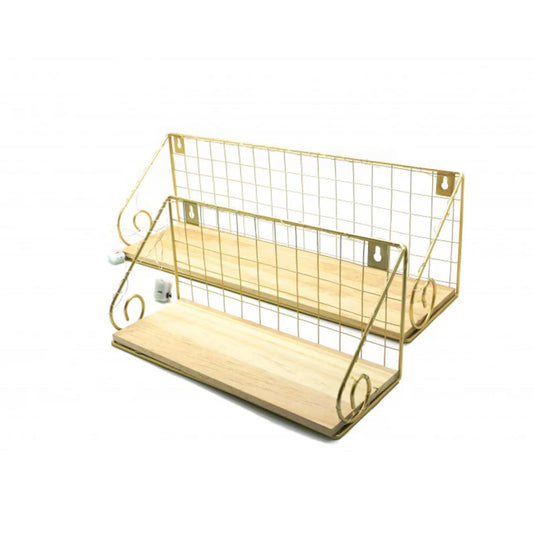 Set 2 etajere suspendate, Luminite Led, Auriu, Naimeed D60, 45x15x13 cm