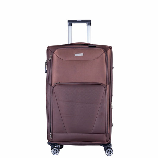 Troler voiaj Mic, Naimeed D6000, 4 roti duble 360 grade, material textil, inchidere cifru, Maro, 35x21x58cm