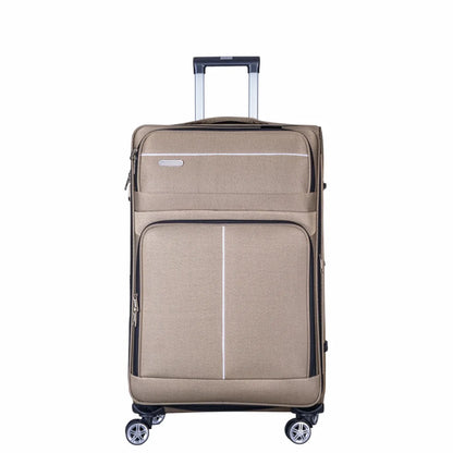 Troler voiaj Mic, Naimeed D6001, 4 roti duble 360 grade, material textil, inchidere cifru, Crem, 35x21x58cm