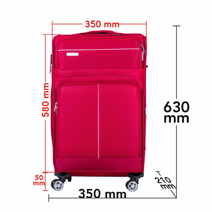 Troler voiaj Mic, Naimeed D6002, 4 roti duble 360 grade, material textil, inchidere cifru, Rosu, 35x21x58cm