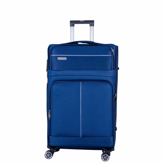 Troler voiaj Mic, Naimeed D6003, 4 roti duble 360 grade, material textil, inchidere cifru, Albastru, 35x21x58cm