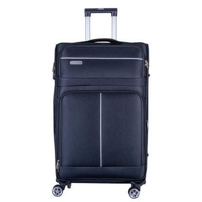 Troler voiaj Mare, Naimeed D6004, 4 roti duble 360 grade, material textil, inchidere cifru, Negru, 46x27x78cm