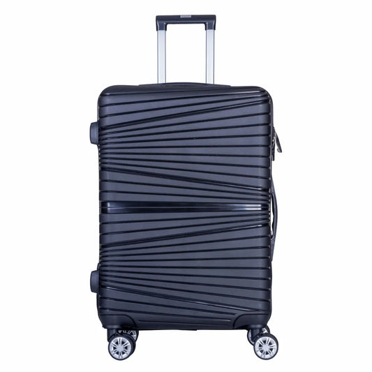Troler voiaj Mare, Naimeed D6005, 4 roti duble 360 grade, PP, inchidere cifru, Negru, 45x24.5x69cm