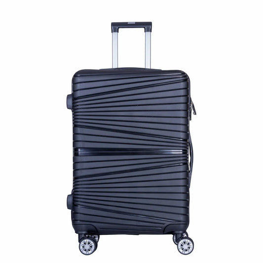 Troler voiaj Mediu, Naimeed D6005, 4 roti duble 360 grade, PP, inchidere cifru, Negru, 37x22x52cm