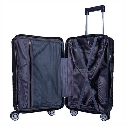 Troler voiaj Mare, Naimeed D6005, 4 roti duble 360 grade, PP, inchidere cifru, Negru, 45x24.5x69cm