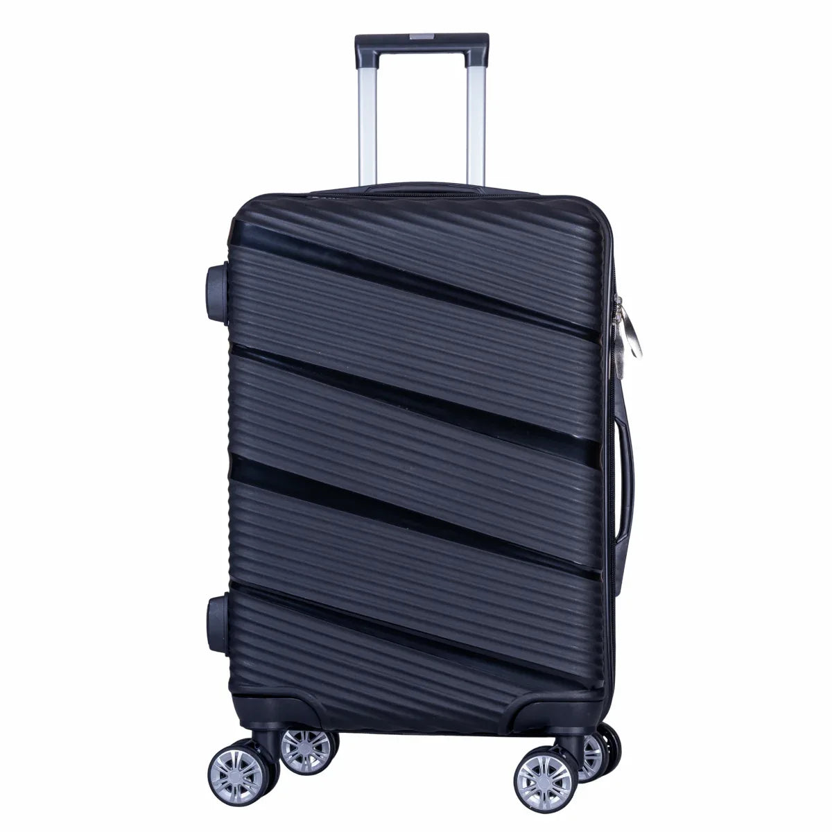 Troler voiaj Mare, Naimeed D6006, 4 roti duble 360 grade, PP, inchidere cifru, Negru, 46x25x64cm
