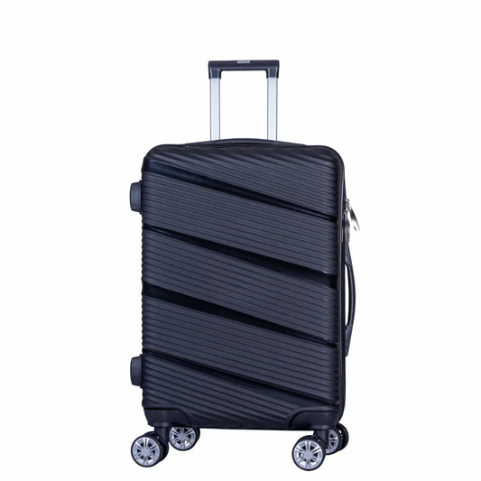 Troler voiaj Mic, Naimeed D6006, 4 roti duble 360 grade, PP, inchidere cifru, Negru, 33x20.5x45cm