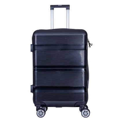 Troler voiaj Mare, Naimeed D6007, 4 roti duble 360 grade, PP, inchidere cifru, Negru, 47x25.5x67cm