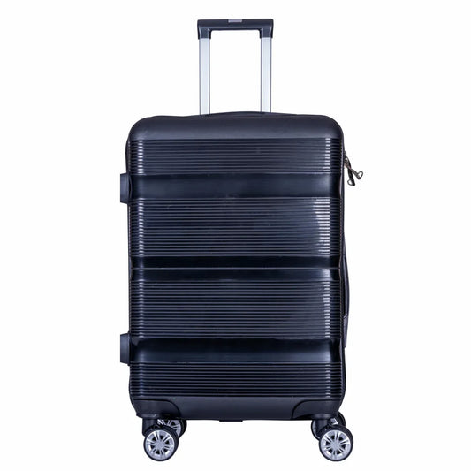 Troler voiaj Mare, Naimeed D6007, 4 roti duble 360 grade, PP, inchidere cifru, Negru, 47x25.5x67cm