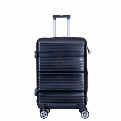 Troler voiaj Mic, Naimeed D6007, 4 roti duble 360 grade, PP, inchidere cifru, Negru, 35x21x47cm