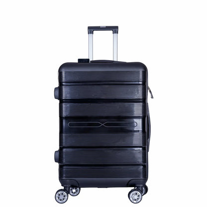 Troler voiaj Mic, Naimeed D6008, 4 roti duble 360 grade, PP, inchidere cifru, Negru, 36x21.5x50cm