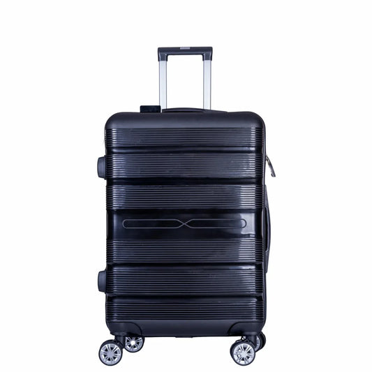 Troler voiaj Mic, Naimeed D6008, 4 roti duble 360 grade, PP, inchidere cifru, Negru, 36x21.5x50cm
