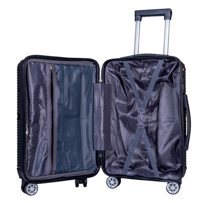 Troler voiaj Mare, Naimeed D6008, 4 roti duble 360 grade, PP, inchidere cifru, Negru, 49x26x70cm