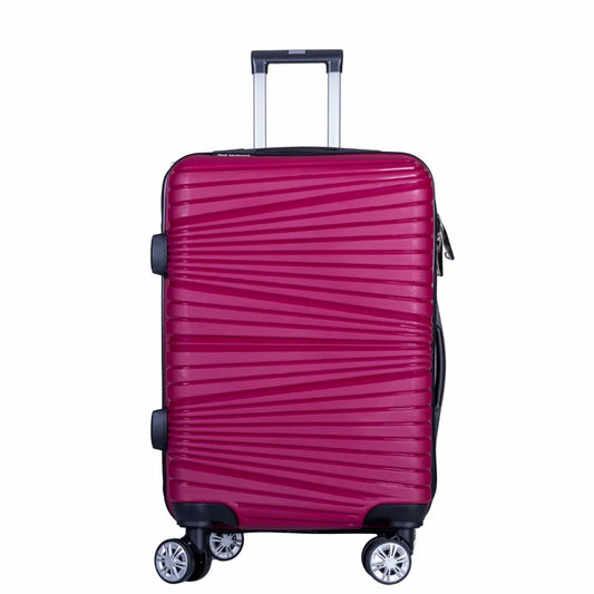Troler voiaj Mediu, Naimeed D6013, 4 roti duble 360 grade, PP, inchidere cifru, Visiniu, 37x22x52cm