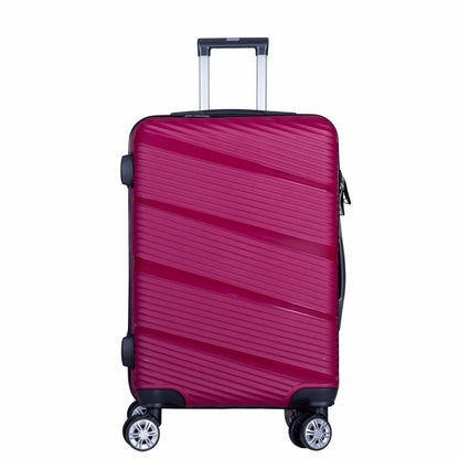 Troler voiaj Mediu, Naimeed D6014, 4 roti duble 360 grade, PP, inchidere cifru, Visiniu, 39x22.5x54cm