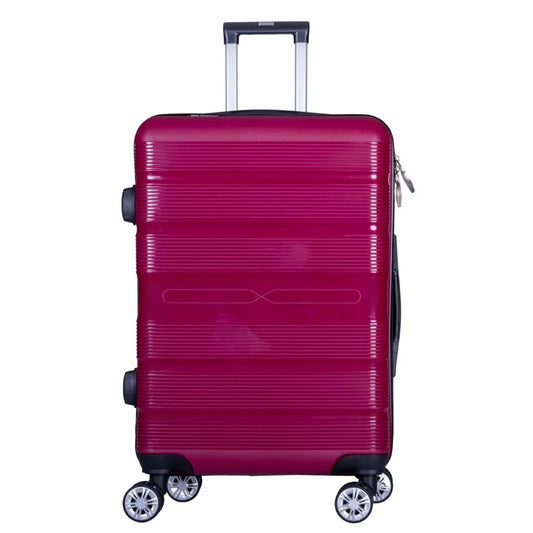 Troler voiaj Mare, Naimeed D6016, 4 roti duble 360 grade, PP, inchidere cifru, Visiniu, 49x26x70cm