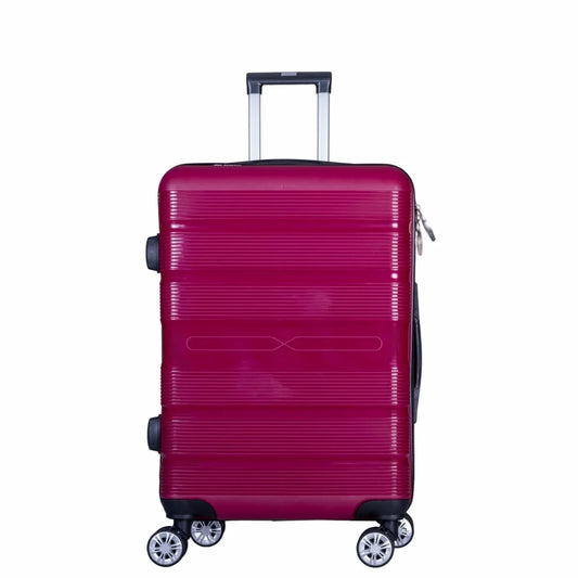 Troler voiaj Mic, Naimeed D6016, 4 roti duble 360 grade, PP, inchidere cifru, Visiniu, 36x21.5x50cm