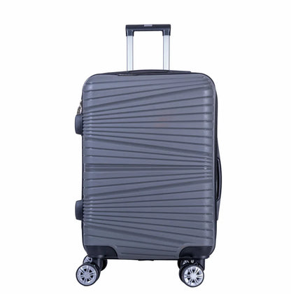 Troler voiaj Mediu, Naimeed D6017, 4 roti duble 360 grade, PP, inchidere cifru, Gri, 37x22x52cm