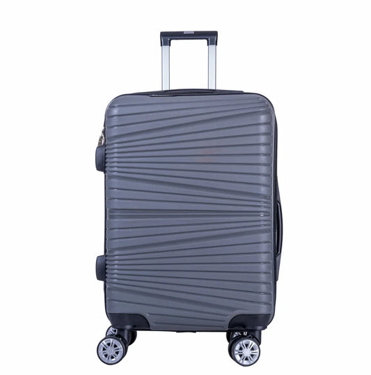 Troler voiaj Mediu, Naimeed D6017, 4 roti duble 360 grade, PP, inchidere cifru, Gri, 37x22x52cm