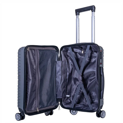 Troler voiaj Mic, Naimeed D6017, 4 roti duble 360 grade, PP, inchidere cifru, Gri, 31x20x43cm