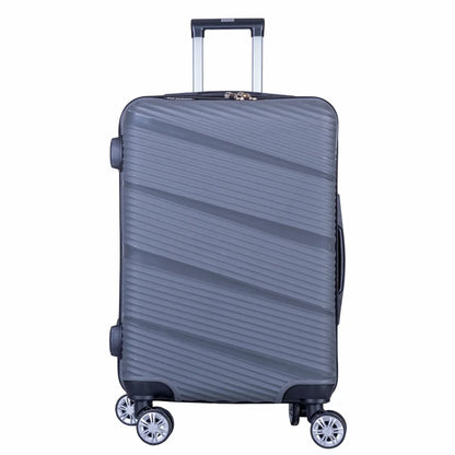 Troler voiaj Mare, Naimeed D6018, 4 roti duble 360 grade, PP, inchidere cifru, Gri, 46x25x64cm
